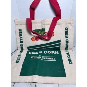 Vintage Dekalb Seed Corn Canvas Tote Bag Winged Ear Logo Agriculture Farm Decor